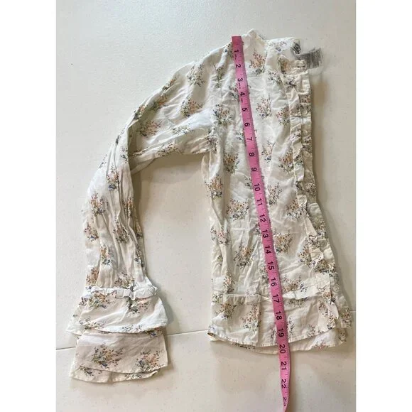 Lucky Brand Girls Floral Button Up Top Size XL (16) Bell Sleeves Ruffles Dainty - Picture 6 of 12